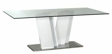 SCI_14SL2739 | Eclips table design rectangulaire 200x100cm pied central en blanc laqué et plateau en verre trempé | Belfurn