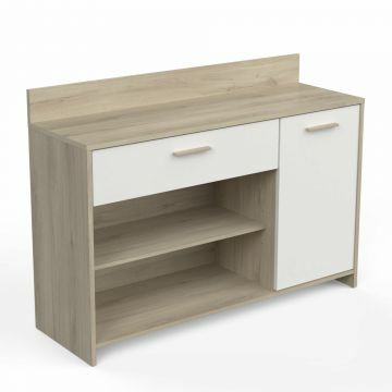 DE_102295 | meuble de cuisine pour micro-ondes Aroma 123cm chêne - blanc | Belfurn