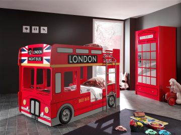 VI-SCCOBB01 | Lit superposé London Bus avec cabine téléphonique placard 2 portes | Belfurn