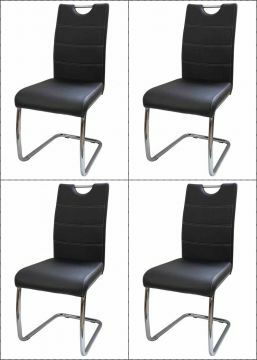 O01_4_x_stoel_s20-zw | Lot de 4 chaises Elite en éco-cuir noir | Belfurn