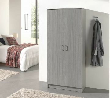 O01_DNWAR200102-gr | armoire à linge 2 portes EDEN 80cm chêne gris | Belfurn