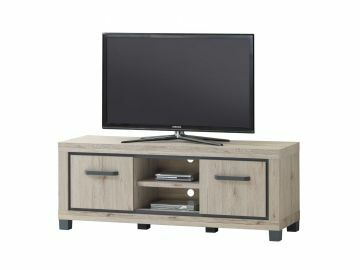O01_EC60125 | Meuble tele 155cm Elodie couleur chêne claire avec des contours gris | Belfurn