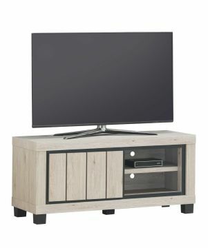 O01_EC60140 | TV-meubel Eureka 120cm in natuur eiken decor met zwarte contrastlijn | Belfurn