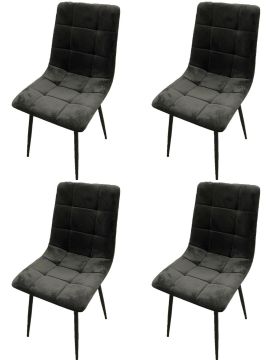 O01-4_x_stoel_S140GR | Lot de 4 chaises Eureka en eco-cuir gris | Belfurn