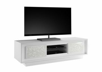 JOB-tvsky | Tv-meubel Sky 156cm in witte hoogglanslak met serigraphie | Belfurn