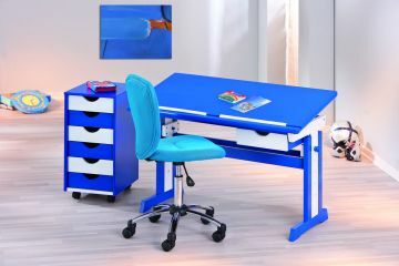 IL40100600 | Bureau enfant -table dessinateur PACO en bleue plateau règlable et inclinable en hauteur | Belfurn