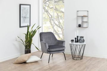 ACT- 0000075731 | Christer luxe fauteuil stof fluweel VIC-28 donkergrijs | Belfurn