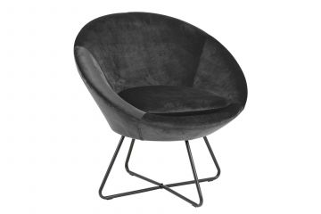 ACT- 0000081702 | Mads luxe fauteuil stof fluweel VIC-28 donkergrijs- zwarte poot | Belfurn