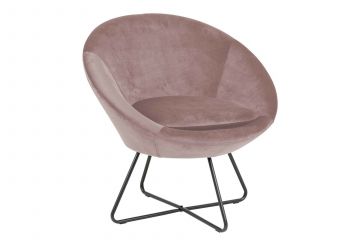 ACT- 0000080423 | Mads luxe fauteuil stof fluweel VIC-18 roze- zwarte poot | Belfurn
