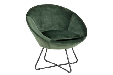 ACT- 0000078549 | Mads luxe fauteuil stof fluweel VIC-68 Forest groen- zwarte poot | Belfurn