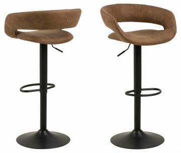 ACT- 0000084700 | Nade lot de 2 chaises de bar tissu Preston-22 brun claire - pied noir règlable en hauteur 59-80cm | Belfurn