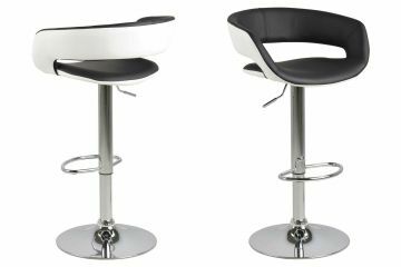 ACT- 0000058026 | Nade lot de 2 chaises de bar pu noir et blanc - pied chromé règlable en hauteur 59-80cm | Belfurn