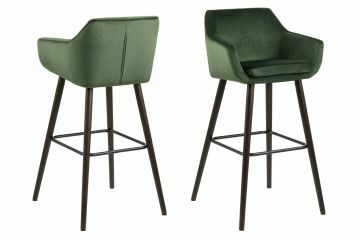 ACT- 0000075807 | Vernille lot de 2 chaises de bar, hauteur d'assise 76 cm - tissu velours vert - pieds bois noir | Belfurn