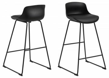ACT- 0000085087 | Gunilla lot de 2 chaises de bar, hauteur d'assise 76 cm en pu noir - pied métal noir | Belfurn
