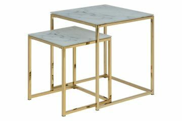 ACT- 0000075635 | Tova lot de 2 tables d'appoint verre imitation marbre - pied doré | Belfurn