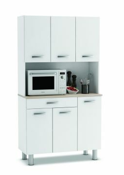DE-306687 | Buffet de cuisine  Riva à 6 portes et 1 tiroir coloris blanc | Belfurn
