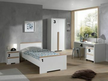 VI-LDCO0514 | kinderkamer Londen wit -5-delige set met 2 deurs kledingkast | Belfurn