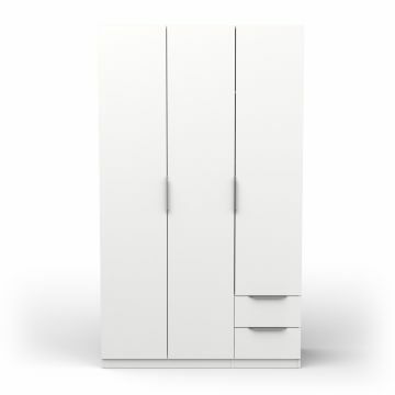 DE_391368 | Ghost - armoire 3 portes 120x203cm mélamine blanc | Belfurn