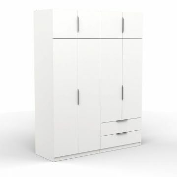 DE_391373 | Ghost - armoire 8 portes et 2 tiroirs 158x203cm mélamine blanc | Belfurn