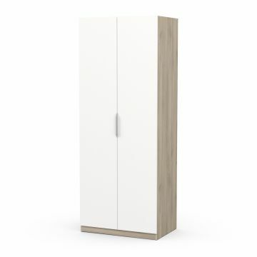 DE_391380 | Ghost - armoire penderie 2 portes 80x203cm mélamine blanc - brun | Belfurn