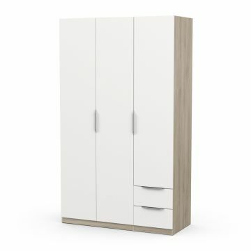 DE_391382 | Ghost - armoire 3 portes 120x203cm mélamine blanc - brun | Belfurn