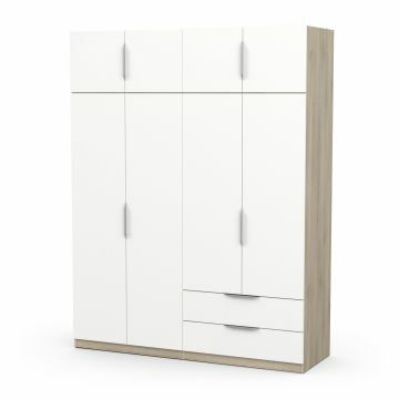 DE_391387 | Ghost - armoire 8 portes et 2 tiroirs 158x203cm mélamine blanc - brun | Belfurn