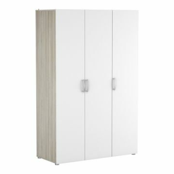 DE_302547 | 3 deurs kledingkast 2/3 hang en 1/3 leg Nano - 120x185cm - eik met witte front | Belfurn
