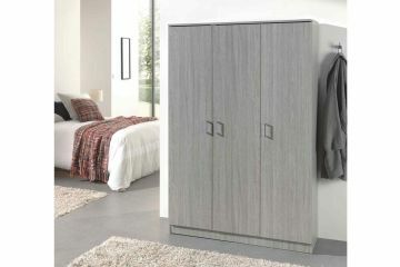 R05-6410-5 | armoire lingère 3 portes Raimond 120 cm  mélamine chêne gris | Belfurn