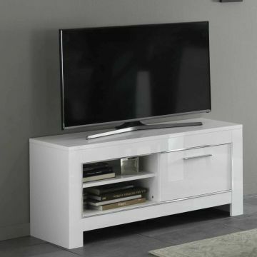 Tv-meubel Tv-meubel Modena design van 112cm in witte hoogglanslak Wit 45x112 cm – stijlvol en praktisch