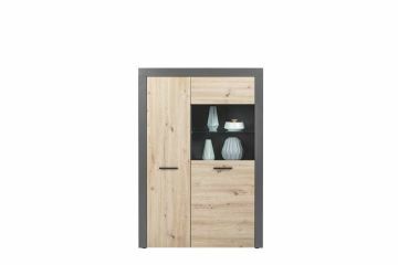IL17203500 | CORBETO rangement - meuble Bar en melamine antracite et façades en hêtre clair | Belfurn