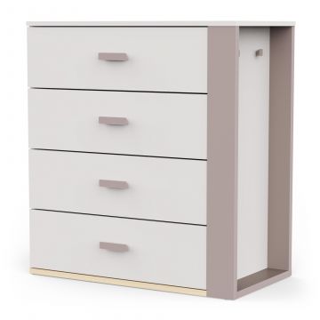 Ladekast CAMILLIA met 4 lades – Argile/Grijs/Eik
