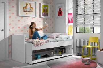 VI-DEHSZ6014 | Ruimtebesparend bed-bureau in één DENVER 90x200cm wit | Belfurn