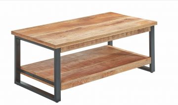 I02_IRONCT-120 | Indore - table basse en bois de manguier sur un chassis en métal noir | Belfurn