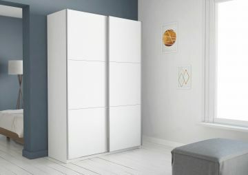 Kasten met schuifdeuren Kledingkast  met 2 schuifdeuren Alhambra - 155x225cm Wit 64x153 cm – stijlvol en praktisch