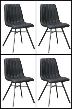 O01-4_x_stoel_S190bl | Set van 4 stoelen estherela in zwart kunstleder | Belfurn