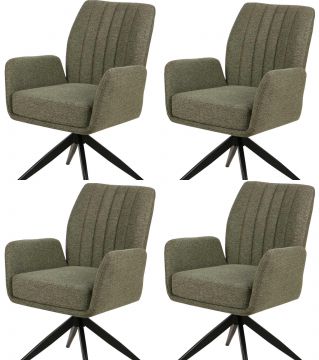 O01-4_x_stoel_S280-groen | Set van 4 stoelen S280 in katoenen fijn geweven stof kleur yvoor | Belfurn