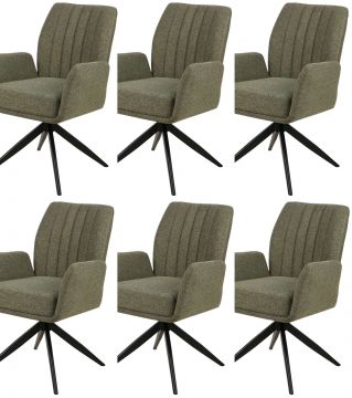 O01-6_x_stoel_S280-groen | lot de 6 chaises S280 en tissu coton finement tissé, couleur verte | Belfurn