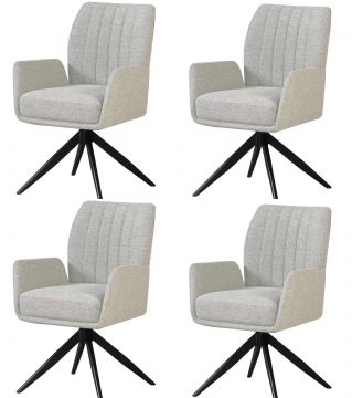 O01-4_x_stoel_S280-ivoor | Set van 4 stoelen S280 in katoenen fijn geweven stof kleur groen | Belfurn