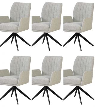 O01-6_x_stoel_S280-ivoor | lot de 6 chaises S280 en tissu coton finement tissé, couleur ivoire | Belfurn