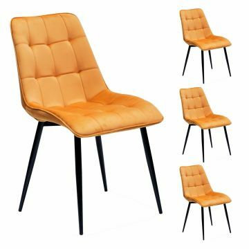 TE_2046201V1 | Lot de 4 chaises de séjour Tiesto en tissu velours jaune | Belfurn