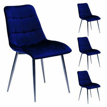TE_2046201V3 | Lot de 4 chaises de séjour Tiesto en tissu velours bleu vif | Belfurn