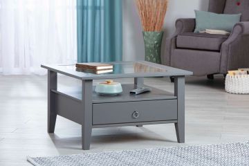 IL29086510 | table basse carrée teinté gris  avec plateau en verre PROVENCE 1 | Belfurn