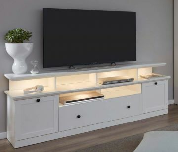 TE_186032601 | Tv meubel Baxter met opzet in witte melamine 177 x 66cm landelijke stijl | Belfurn