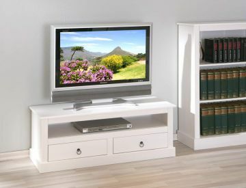 IL20901530 | Meuble tele Provence 3 en pin massif, teinté blanc, style campagnard | Belfurn