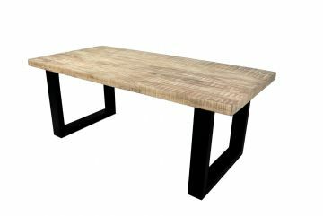 I02_uman220 | Table de séjour en bois de manguier Umani 220x100cm avec pieds en forme U en métal noir | Belfurn