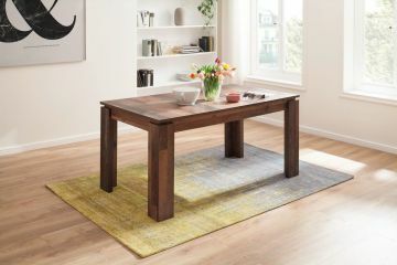 TE_110016224 | Indy table à manger 160 cm avec allonge de 40 cm en mélamine vieux bois | Belfurn