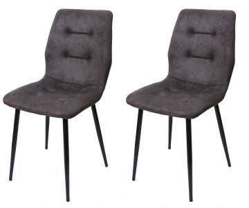 Eetkamerstoel Set van 2 stoelen Elias in velvet grijs Grijs 52x44 cm – stijlvol en praktisch