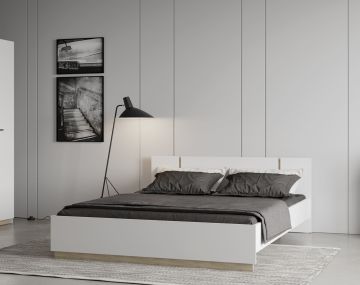 Bed WATSON 160x200 cm – Wit mat / Eik Kronberg                             