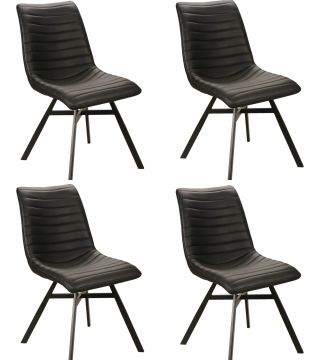 Eetkamerstoel Set van 4 stoelen S230 in zwart kunstleder Zwart 55x46 cm – stijlvol en praktisch