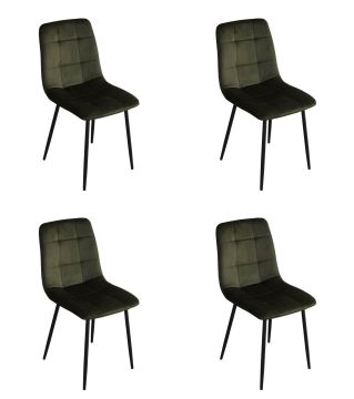 Eetkamerstoel Set van 4 stoelen S270 in groene velvet stof Zwart 54x40 cm – stijlvol en praktisch
